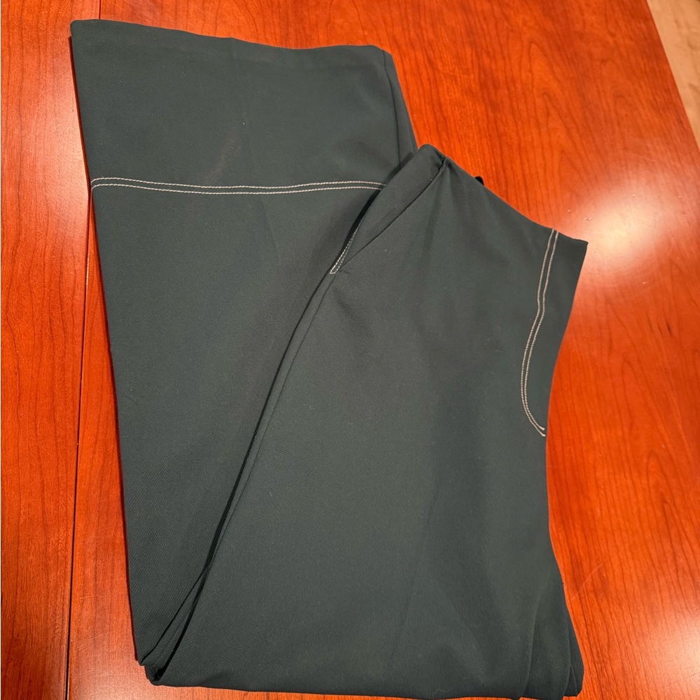 Topshop Dark Green Wide-Leg Trouser